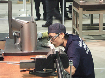 Mazda employee Ko Hideshima, shown here competing in the sheet metal technology category