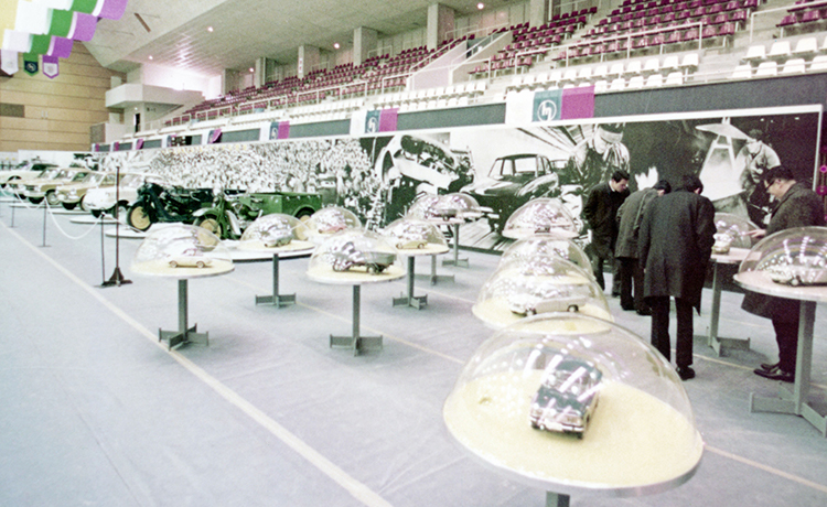 Toyo Kogyo's history exhibition inside the gymnasium