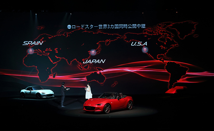 Map depicting the three countries where the Roadster was simultaneously unveiled
